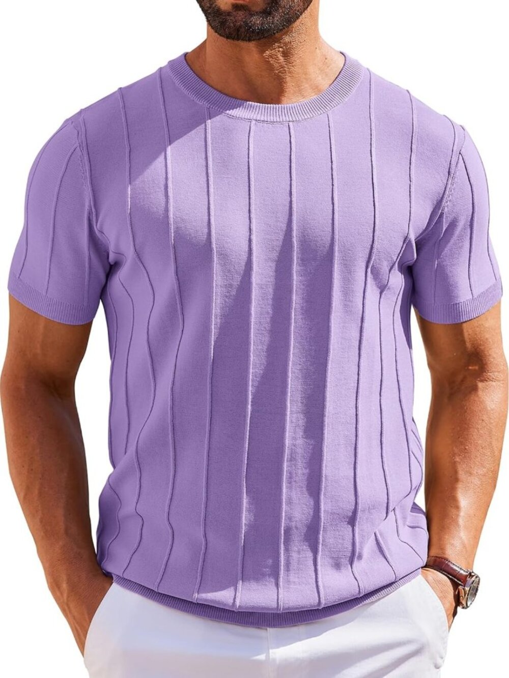 Casual Short Sleeve Knit Sweater T-Shirt for Men | Stylish Pullover Top